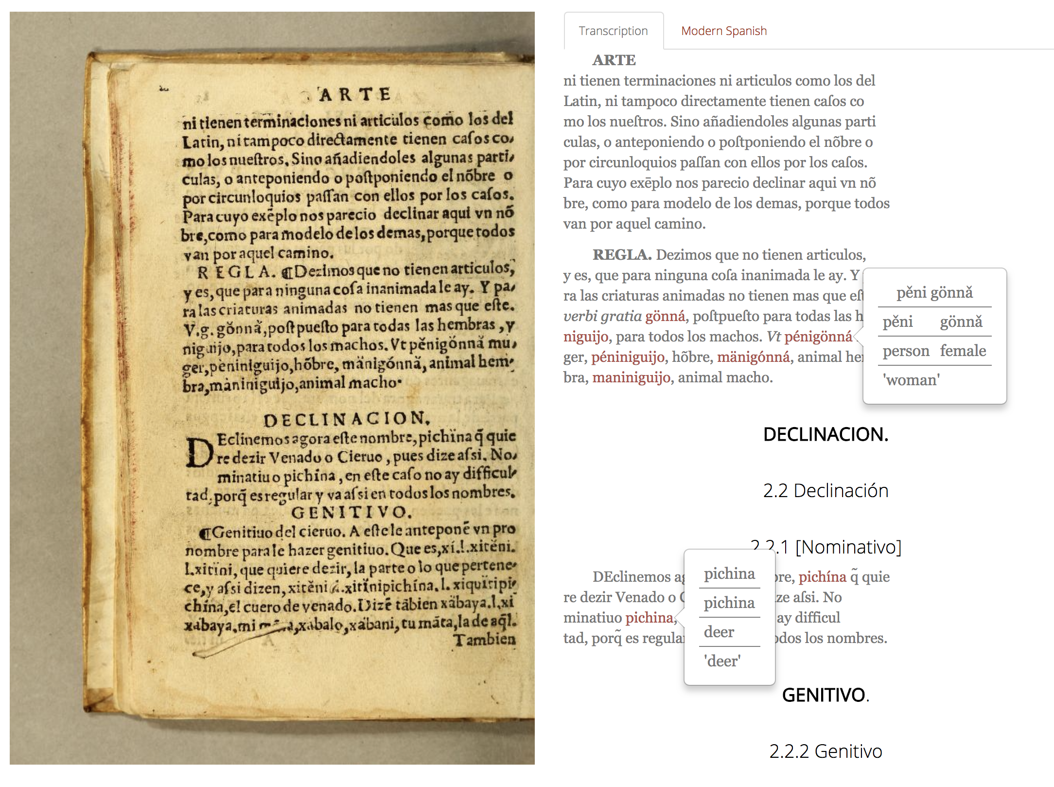 The original text and translation of Corova's Arte.
