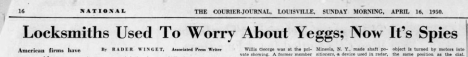 Newspaper clipping of 1950 headline.