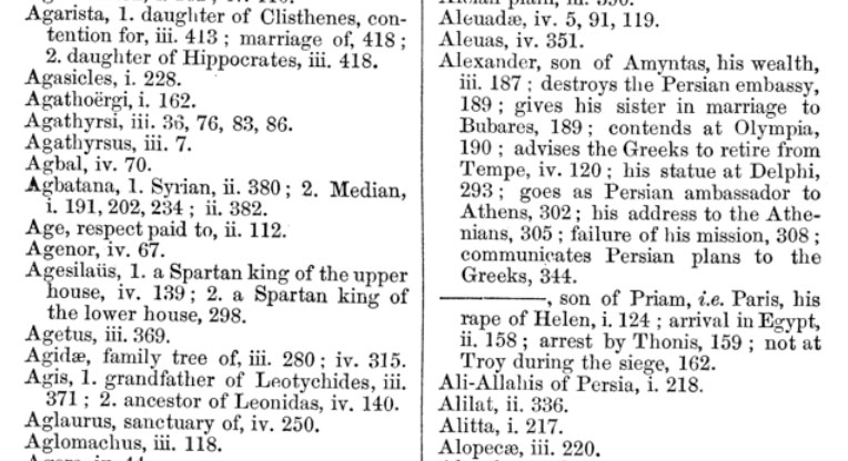 Page from vol. 1 of Smith’s Dictionary of Greek and Roman Biography
                           (1848).