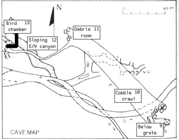 Image of a cave map with accompanying text from Adventure